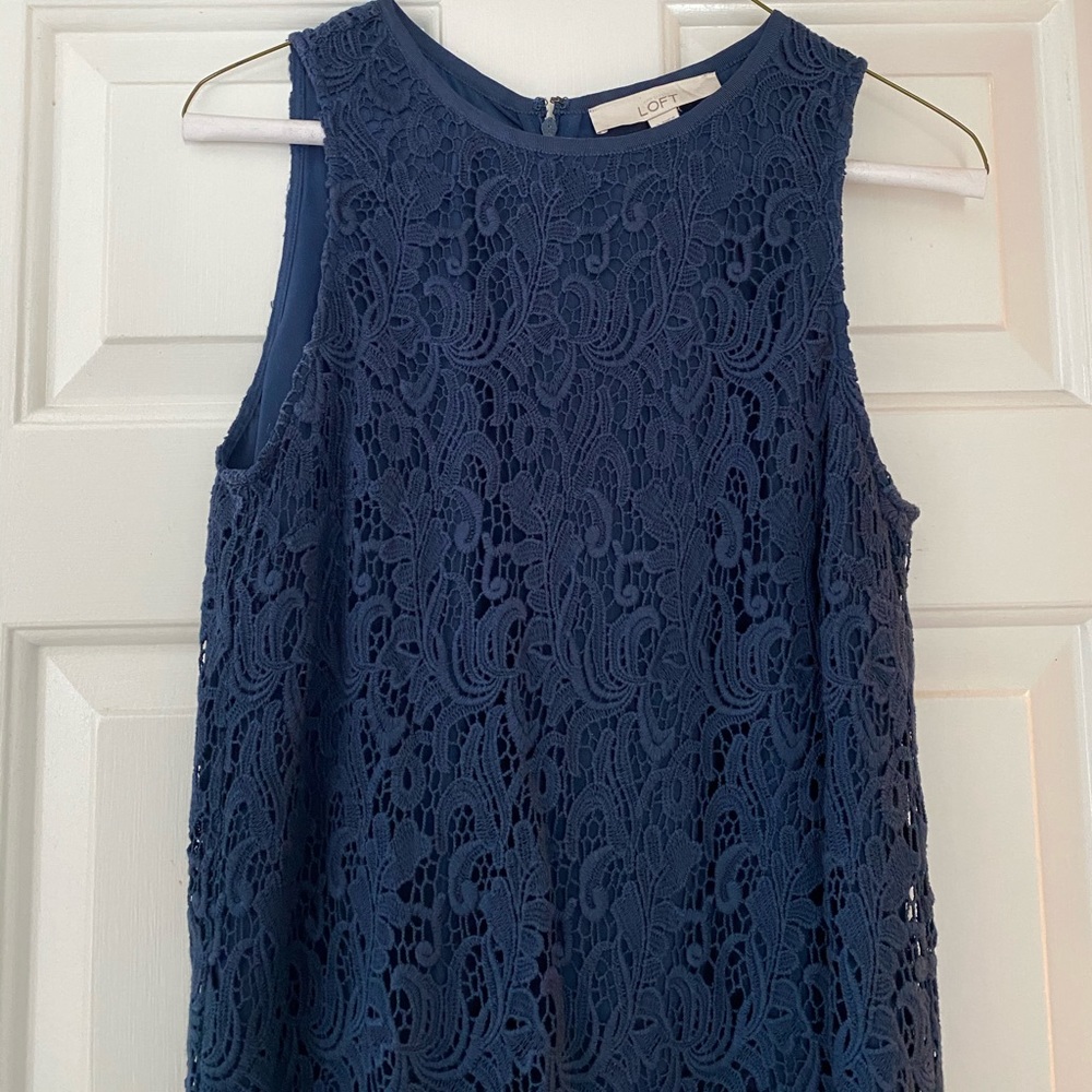 LOFT navy blue lace dress, size 2